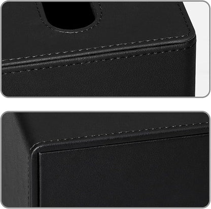 MEIBOOCH PU Leather Tissue Box Cover Square Tissue Box Holder with Magnetic Closure (Black)