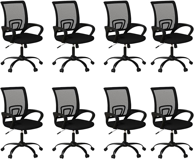 Bonzy Home Ergonomic Conference Room Chairs Set of 8, Rolling Office Chairs with Wheels, Mesh Computer Desk Chair with 360°Swivel, Height Adjustable, 8 PCS