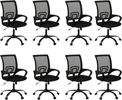 Bonzy Home Ergonomic Conference Room Chairs Set of 8, Rolling Office Chairs with Wheels, Mesh Computer Desk Chair with 360°Swivel, Height Adjustable, 8 PCS