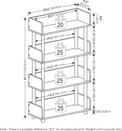 Furinno Turn-N-Tube 4-Tier Toolless Display Rack, Amber Pine/Black