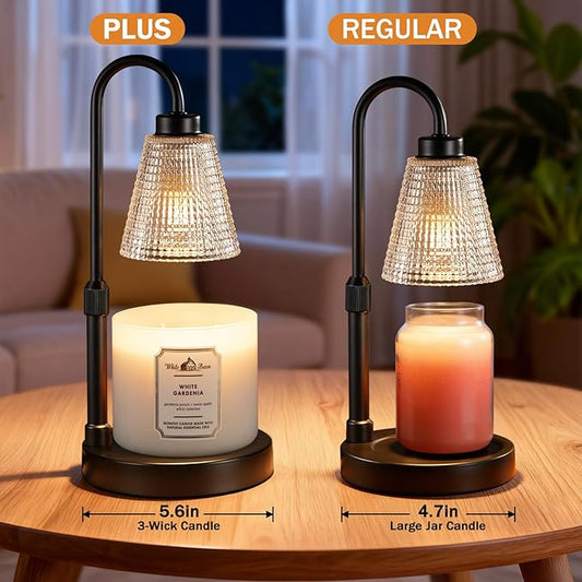 Innqoo Big Black Candle Warmer Lamp with Timer, Dimmable Candle Warmer for Home Decor, Height Adjustable Candle Lamp for Jar Candles, Birthday Gifts for Women Mom, House Warming Gifts New Home