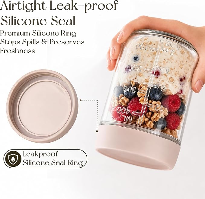 KEMORELA 6-Pack 16oz Overnight Oats Containers with Lids, Wide Mouth Glass Mason Jars with Airtight Lids, Reusable Glass Food Storage Containers for Yogurt, Chia Pudding, Salad, and Pickles