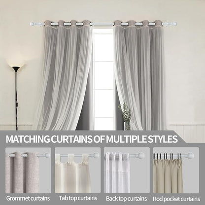 Thestoa Curtain Rods for Windows 48 to 84-92 Inch, White, Stainless Steel Rods for Bedroom, Living Room, Kitchen, Farmhouse, Outdoor