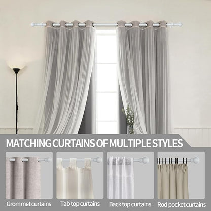 Thestoa Curtain Rods for Windows 30-62 Inch, 5/8" White Curtain Rod for Bedroom, Living Room,Kitchen,Farmhouse, Outdoor