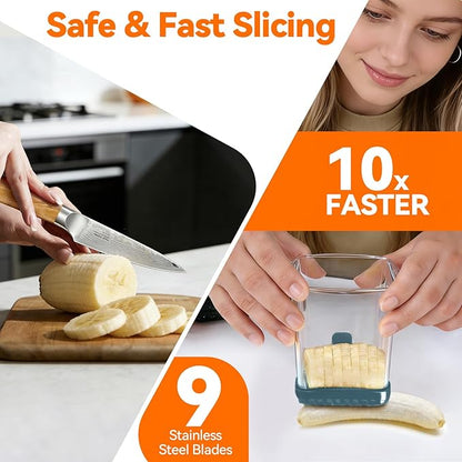 Fruit Slicer Cup for Strawberry, Banana, Hard-Boiled Egg - Detachable Cutter with Push Plate - Rapid & Safe Slicing Kitchen Gadget for Quick Meal Prep (Blackish green)