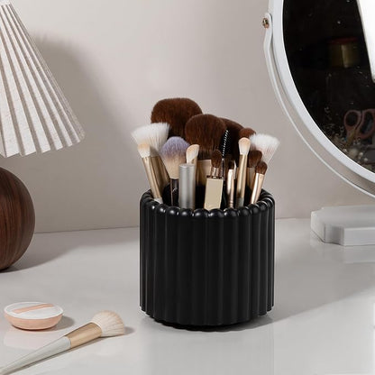 Anyoifax 360° Rotating Pen Holder 7 Slots Desk Organizer Removable Pencil Cup Plastic Art Supplies and Accessories Desktop Storage Box Caddy for Office, School, Home (Black)