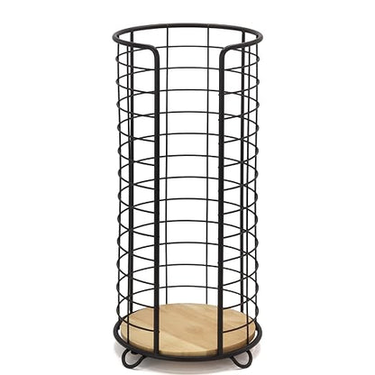 BROOKSTONE, Stylish Toilet Paper Holder with Bamboo Base, Freestanding Bathroom Tissue Organizer, Minimalistic Storage Solution, Modern Trending Design [Holds Large Rolls], Black…