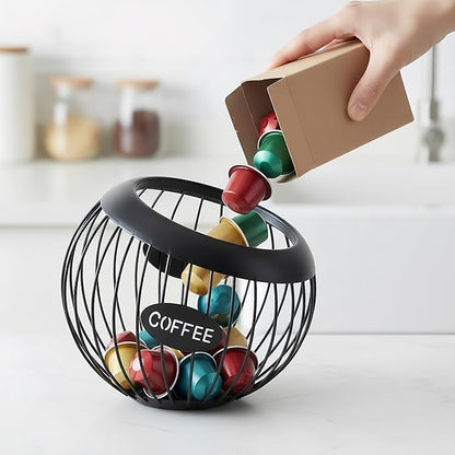 TOPZEA Coffee Pod Holder, Large Capacity Metal K Cups Holder Organizer Coffee Capsule Container Basket, Espresso Pods Storage for Counter, Bar Station Accessories, Black