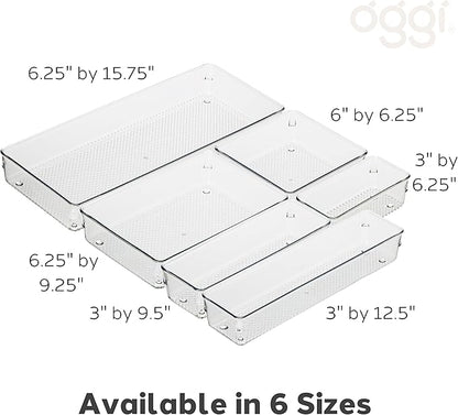 Oggi Clear Drawer Organizer | 6" X 9" | Pack of 2 | For Kitchen & Office | Utensil Storage