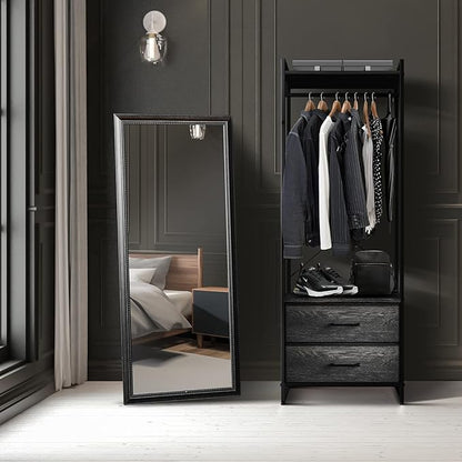 Sorbus Clothing Rack with Drawers - Clothes Stand Dresser - Wood Top, Steel Frame, & Fabric Drawers - Tall Closet Storage Organizer - Stand Alone Garment Rack for Hanging Shirts, Dresses, & Jackets