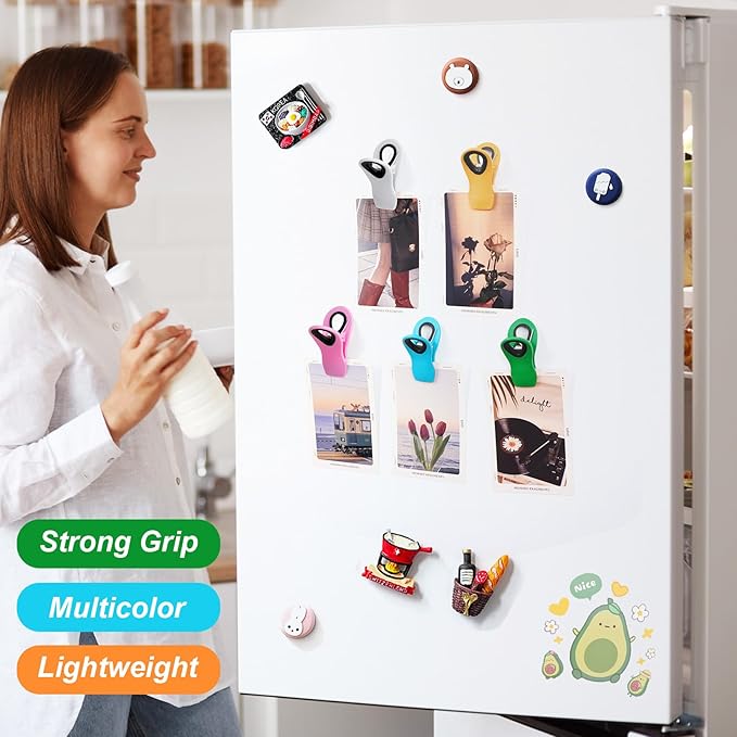 Jetmore 30 Pack Chip Clips Bag Clips, Multipurpose Magnetic Plastic Food Clip, Multicolor Refrigerator Magnet Clip, Office Paper Clamps