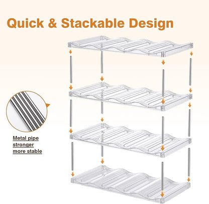Large Compartment Water Bottle Organizer, Stackable Water Bottle Holder for Stanley 40 oz Tumbler, Clear Tumbler Organizer for Cabinet, Kitchen Pantry or Countertop, 3 Pack (4 Pack)