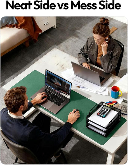 YSAGi Leather Desk Pad Protector, Office Desk Mat, Large Mouse Pad, Non-Slip PU Leather Desk Blotter, Laptop Desk Pad, Waterproof Desk Writing Pad for Office and Home (Jade Green, 23.6" x 13.8")