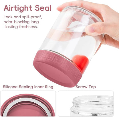 MICEBAY 16oz Overnight Oats Containers with Silicone Sleeves, 4-Pack Wide Mouth Glass Mason Salad Jars with Airtight Lids, BPA-Free Dishwasher Safe Leak-Proof Chia Seed Pudding Jar Meal Prep Container