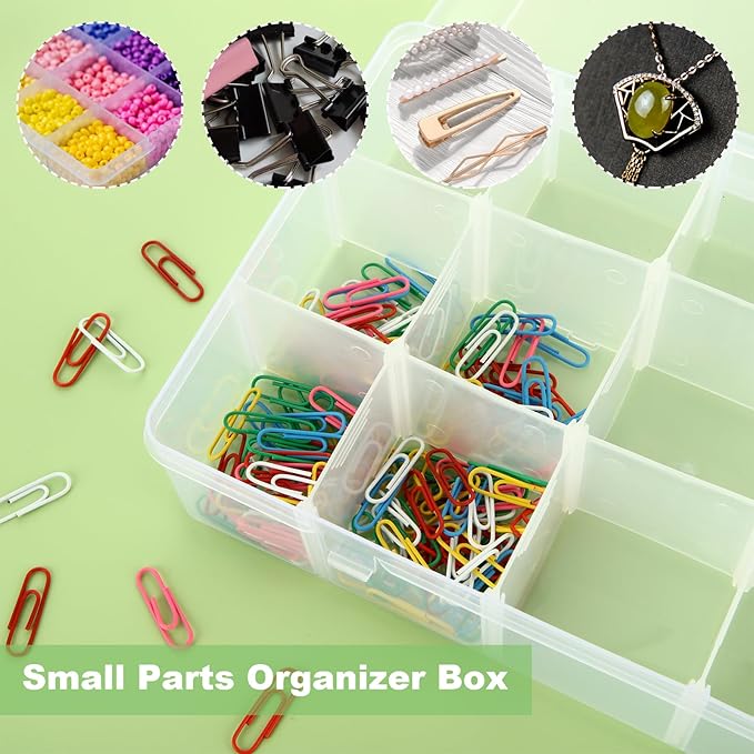 36 Grids Plastic Organizer Box with Dividers - 36 Compartment Organizer, Clear Tackle Box Organizers and Craft Storage with Removable Divider, Fishing Organizer Box (14 Grids - 6PCS)