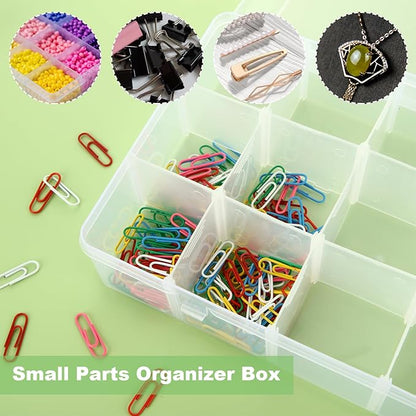 36 Grids Plastic Organizer Box with Dividers - 36 Compartment Organizer, Clear Tackle Box Organizers and Craft Storage with Removable Divider, Fishing Organizer Box (14 Grids - 6PCS)