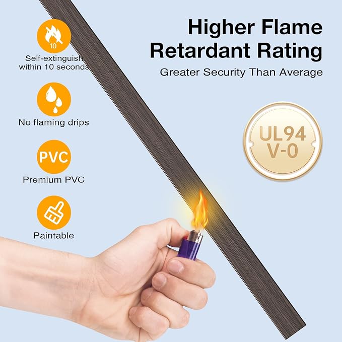 Delamu 157in Cord Covers for Wires on Wall, One-Cord Cord Hider, TV Cord Hider for Wall Mounted TV, Wire Hider Wire Covers for Cords on Wall, Cable Management for Home & Office, W0.55 H0.4in, DarkWood