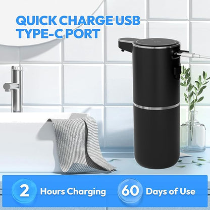 2 Pack Automatic Soap Dispenser Touchless,Liquid Hand Soap Dispenser 12.8oz Electric Wall Mounted Smart for Bathroom and Kitchen Dish Soap，Easy for Toddlers(Black)