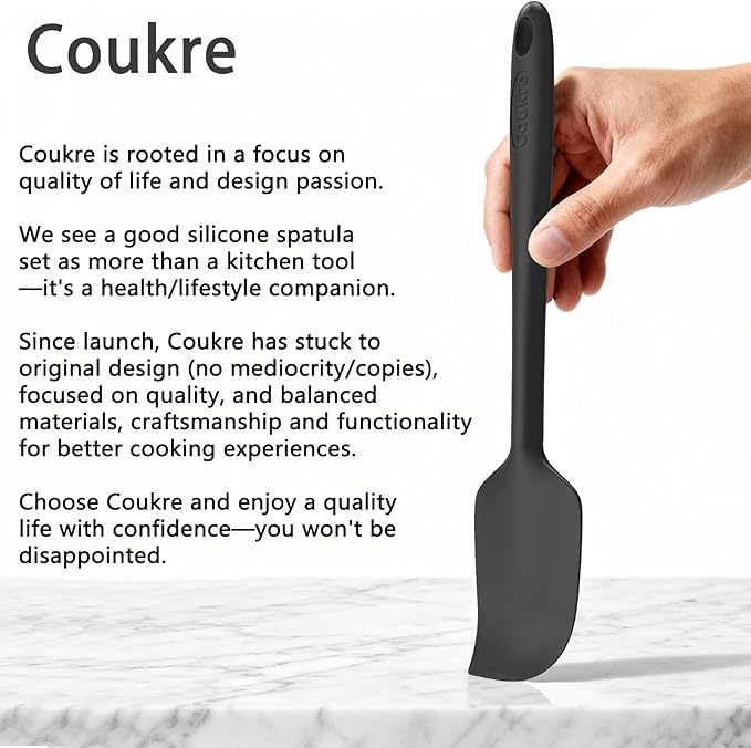 Coukre Silicone Spatula Set of 5,High Temperature Resistant, Food Grade Silicone, Dishwasher Safe, for Baking, Cooking (Pure Dark Green)