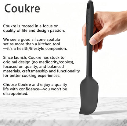 Coukre Silicone Spatula Set of 5,High Temperature Resistant, Food Grade Silicone, Dishwasher Safe, for Baking, Cooking (Pure Colorful B)