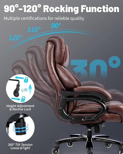 800lbs Executive Chairs, Executive Desk Chairs with Adjustable Lumbar Support, Office Chair for Heavy People, Heavy Duty Office Chair with Quiet Rubber Wheel and Extra Wide seat