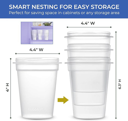 BubbleWally JoyPlus Overnight Oats Containers with Lids Plastic (Purple) - Meal Prep Containers Reusable for Food Storage – 16oz Jars for Breakfast, Snacks, and Lunch
