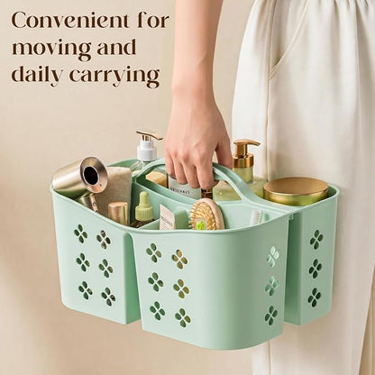 PQH Portable Shower Caddy with Handle, Large Capacity Shower Basket Organizer, Quick-Drain Bathroom Storage Tote, Durable Plastic Shower Organizer for College Dorm, Beach, Gym Essentials, MintGreen