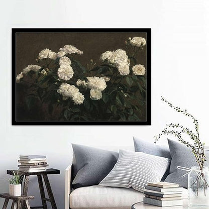 SENLYCH Wall Art Canvas Print Flower Painting French Country Decor Vintage Painting Antique Flower Print Vintage Flower Print Living Room and Bedroom Decoration 8x12inch Solid Wood Frame