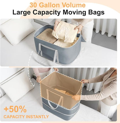 Comforter Storage Bag - 120L Bedding Storage Bags for Moving Closet, Washable Blanket Storage Bag, Ultra Space Saving Self Compression Organizer, 2-Pack, Grey