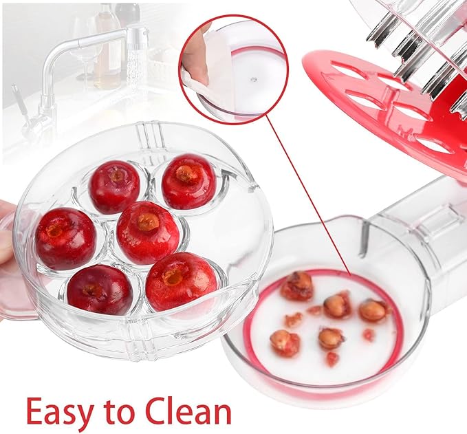 Cherry Pitter – Multi Cherry Corer with Rebound & Lock Design, Pits 6 Cherries at Once, Easy Cherry Jam & Baking Tool, Dishwasher Safe