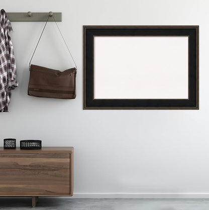 Amanti Art White Cork Board for Wall, 32x44 Vision Board with Brown Wood Frame, Large Corkboard Office Decor for Home Organization, Casual Corkboard Pinboard to display items for home organization