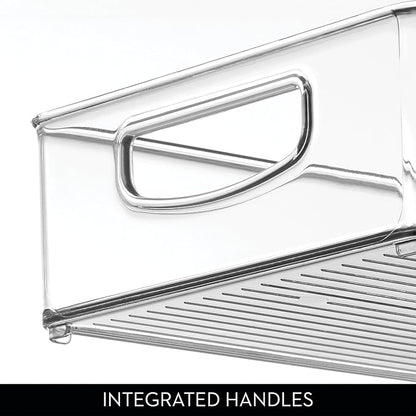 iDesign Stackable Clear Plastic Extra Long Pantry Organizers and Cabinet Storage Bins for Kitchen, 4-Pack