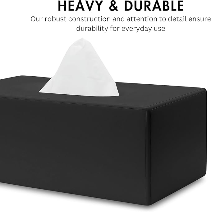 Yew Design Matte Black Tissue Box Cover Rectangular, Facial Tissue Dispenser for Bathroom, Kitchen, Bedroom, Office, Hotel, Restaurant, Countertop, Nightstand, Car, and Desk