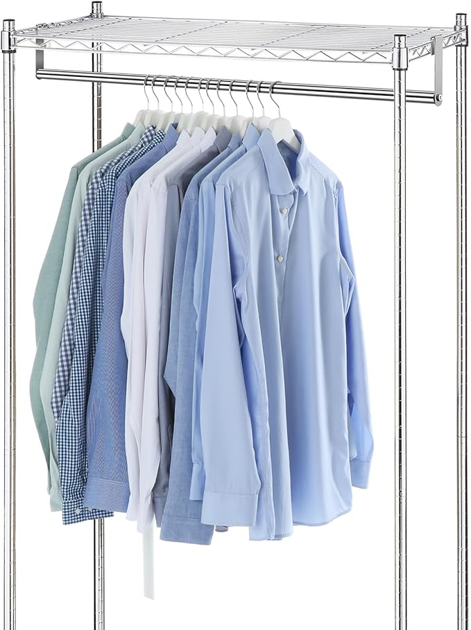 2 Pack Wire Shelving Garment Hanger Bar Wire Shelving Accessories Industrial Closet Clothes Rods for Home Retail Store(Silver,48 Inch)