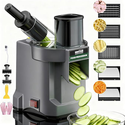 WantJoin 6-In-1 Electric Vegetable Chopper - Multifunctional Commercial Electric Food Dicer Processor For Slicing(2.5mm), Dicing(8/12mm), Chopping(2.5mm), Shredding, Crinkle Cutting, Oblique Cutting