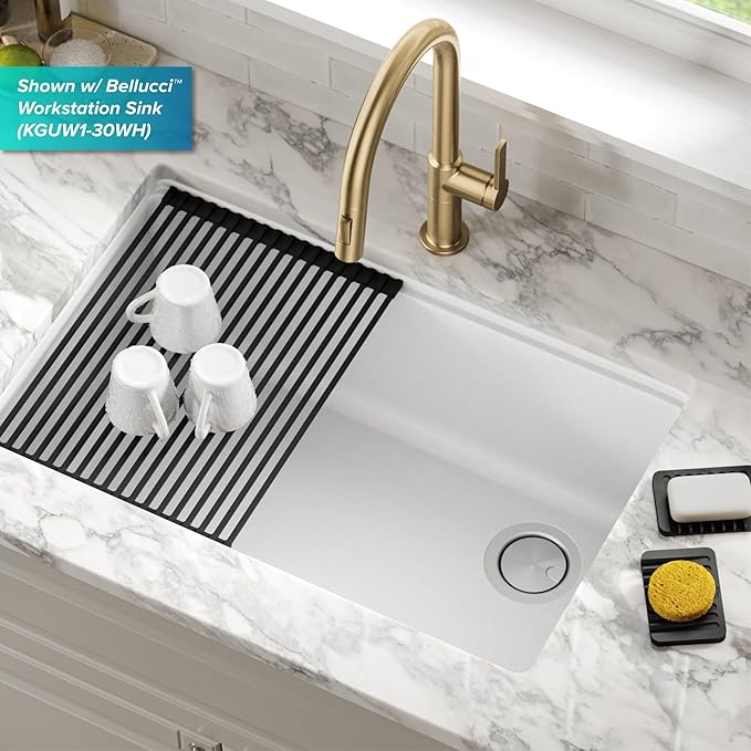 KRAUS Multipurpose Self-Draining Silicone Soap Dish/Sponge Holder for Bathroom or Kitchen Counter in Light Grey, KDM-05LG