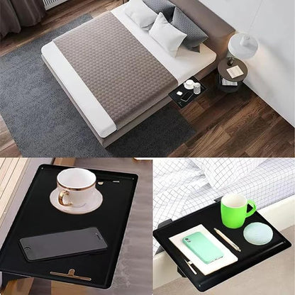 Bedside Shelf Nightstand Table Tray for Bunk Bed College Dorm Room Bedroom Laptops Book Drinks Cup Storage Organizer Black (Black Small)