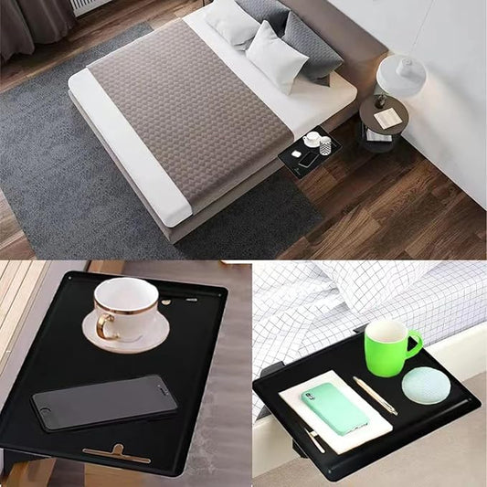 Bedside Shelf Nightstand Table Tray for Bunk Bed College Dorm Room Bedroom Laptops Book Drinks Cup Storage Organizer Black (Black Small)