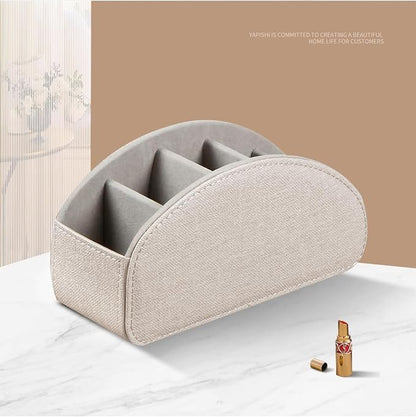 Remote Control Holder Leather 5 Rooms Desk Organizer and Decorations for Living Room, Bedside Storage Remotes Caddy for TV Controllers/ Makeup Brush Pen/ Office Stationery/ Art Supplies/ Eyeglasses