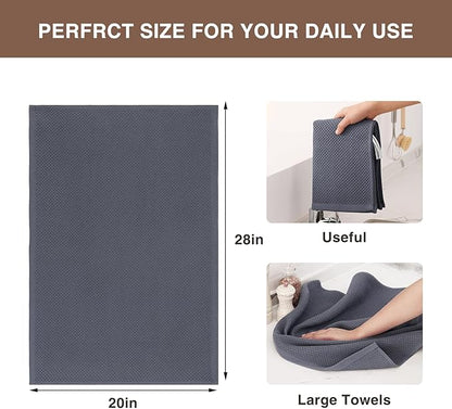 Homaxy 100% Cotton Waffle Weave Kitchen Dish Towels, Ultra Soft Absorbent Quick Drying Cleaning Towel, 20x28 Inches, 12-Pack, Dark Grey