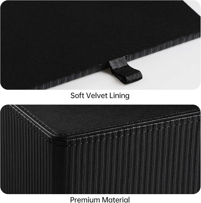 Tissue Box Cover Square with Magnetic Closure, PU Leather Tissue Box Holder for Bathroom NightStands Livingroom, Decorative Modern Square Tissue Holder (Black)
