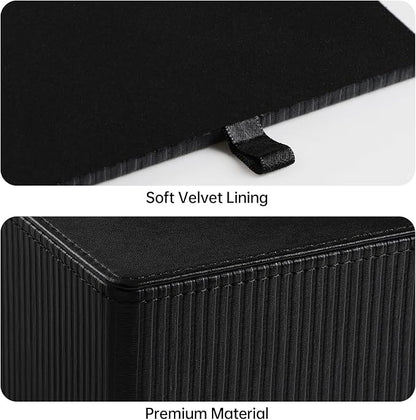 Tissue Box Cover Square with Magnetic Closure, PU Leather Tissue Box Holder for Bathroom NightStands Livingroom, Decorative Modern Square Tissue Holder (Black)