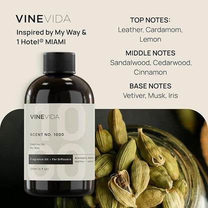 VINEVIDA Studio Waterless Diffuser and 3 Hotel Fragrance Oils - Essential Oil Diffuser for Home - Room Fragrance Air Diffuser [White Aroma Diffuser]