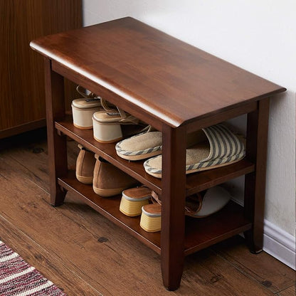 XKZG Storage Bench Wooden Shoe Rack Bench Rustic Solid Wood Entryway Bench (Brown,23.6")