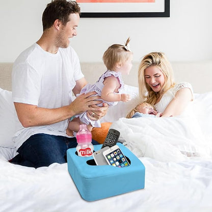 Couch Cup Holder Pillow Tray & Caddy - for Sofa, Bed, Car, Man Cave | Keep Drinks at Hand & Spill-Proof Accessories for New Parents, Camping, Park, Boat, Beach - Blue