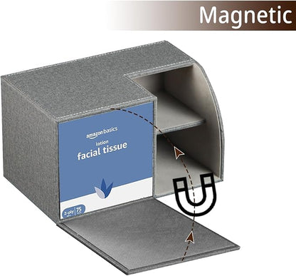 Square Multi-Functional Tissue Box Cover with Storage and Remote Control Holder - Cube Tissue Box Organizer for Bathroom, Nightstand, End Table