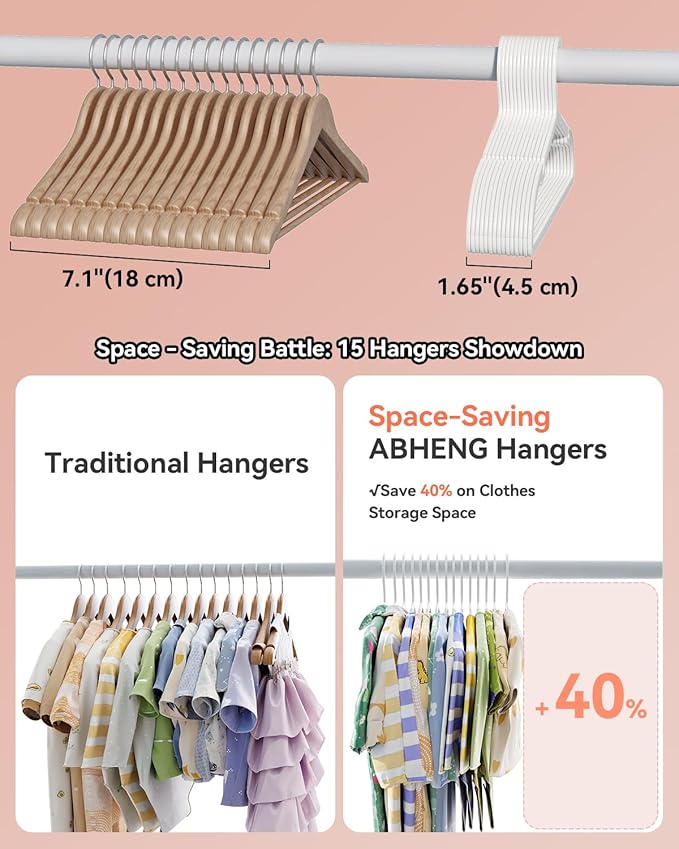 Plastic Baby Hangers, Pack of 60, Ultra Slim Closet Hangers, Non-Slip, Space-Saving, Sturdy, 11" W x 6.1" H (for Children Aged 0-6 Years), White, UAPY0660W