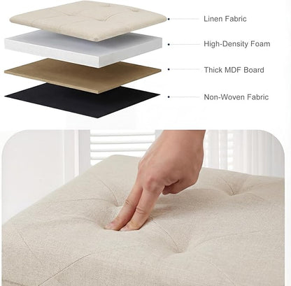 DUMOS 30in Storage Ottoman Bench, Foot Rest Stool Load 350Lbs,Storage Chest with Padded Seat, End of Bed Bedroom Bench for Living Room,Bedroom, Entryway Beige