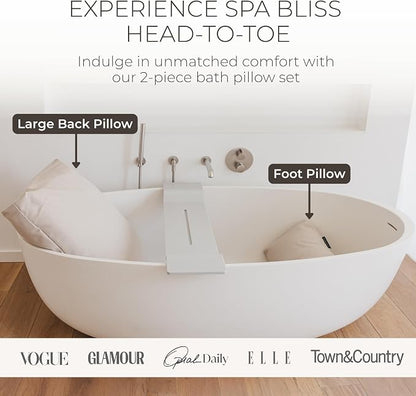 BADESOFA® Luxury Bath Pillow Set 2-Piece – Large Back Pillow & Foot Pillow for Tub – Spa-Grade Comfort for Head, Neck, Back & Feet – Quick Drying Bathtub Cushion Set in Green