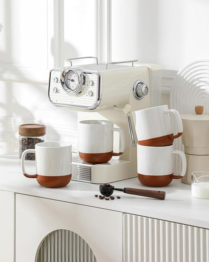 MALACASA Ceramic Coffee Mugs Set of 4, 16oz Coffee Cups, Modern Farmhouse Mugs for Coffee, Latte, Tea, Hot Chocolate, Cappuccino, Milk, Microwave & Dishwasher Safe, Khaki White, Series TARA